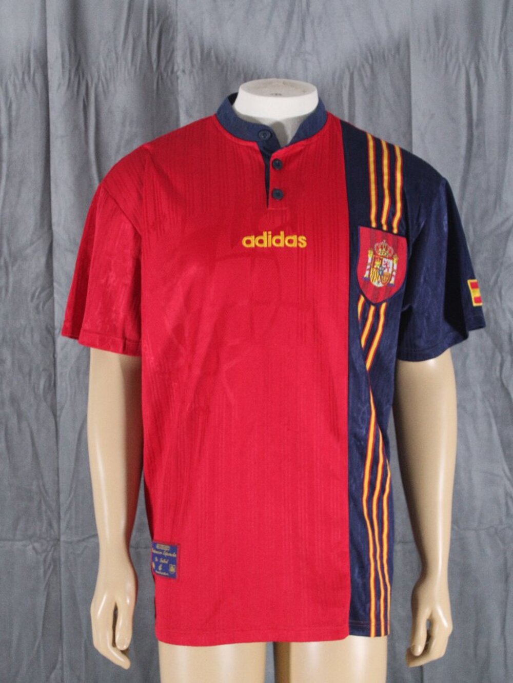 Team Spain Soccer Jersey - 1996 Home Jersey by Adidas - Men's Large